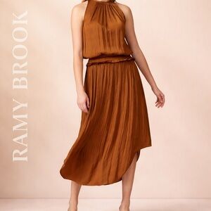 Ramy Brook Copper Sleeveless Midi Dress